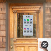 Multi QR Code Social Media Scan te betalen Zachte Raamsticker (Huis Deur)