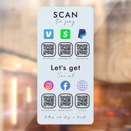 Multi QR Code Social Media Scan te betalen Zachte  Raamsticker