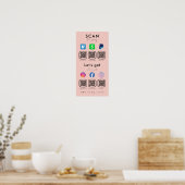 Multi QR-code Verbind met US Scan om roze te betal Poster (Keuken)