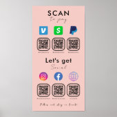 Multi QR-code Verbind met US Scan om roze te betal Poster (Voorkant)