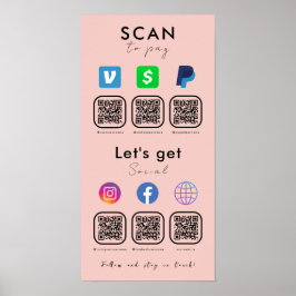 Multi QR-code Verbind met US Scan om roze te betal Poster