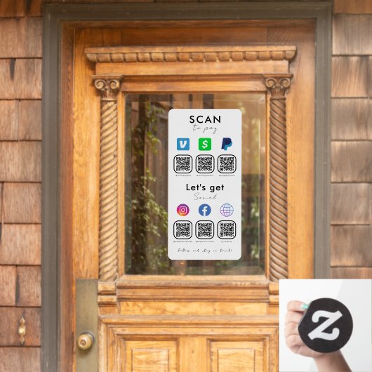 Multi QR-code Verbind met US Scan om wit te betale Raamsticker (Huis Deur)