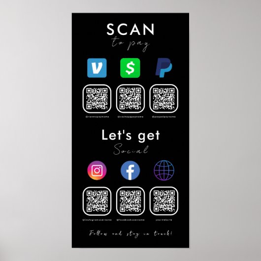 Multi QR-code Verbind met US Scan om zwart te beta Poster (Voorkant)