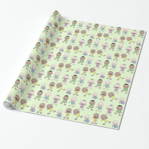 Multi-raciale baby's collage cadeaupapier