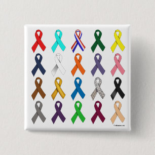 Multi-Ribbon Vierkante Button 5,1 Cm