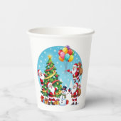 **“Multi-Santa Christmas Fun – 3D Cartoon Transpar Papieren Bekers (Achterkant)