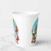 **“Multi-Santa Christmas Fun – 3D Cartoon Transpar Papieren Bekers (Rechts)