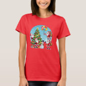 **“Multi-Santa Christmas Fun – 3D Cartoon Transpar T-shirt (Voorkant)