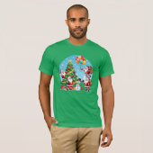 **“Multi-Santa Christmas Fun – 3D Cartoon Transpar T-shirt (Voorkant volledig)
