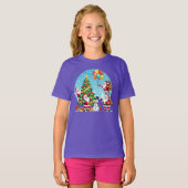 **“Multi-Santa Christmas Fun – 3D Cartoon Transpar T-shirt (Voorkant volledig)