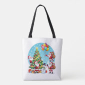 **“Multi-Santa Christmas Fun – 3D Cartoon Transpar Tote Bag (Achterkant)