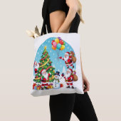 **“Multi-Santa Christmas Fun – 3D Cartoon Transpar Tote Bag (Dichtbij)