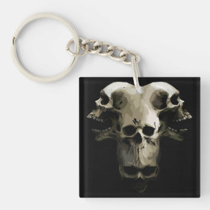 Multi-Schedel Fusie Kunst Sleutelhanger