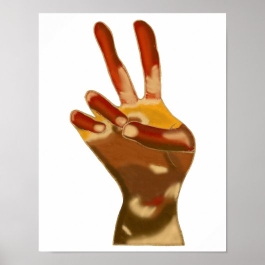 Multi Skin Flesh Tones Peace Sign Hand Posters (Voorkant)