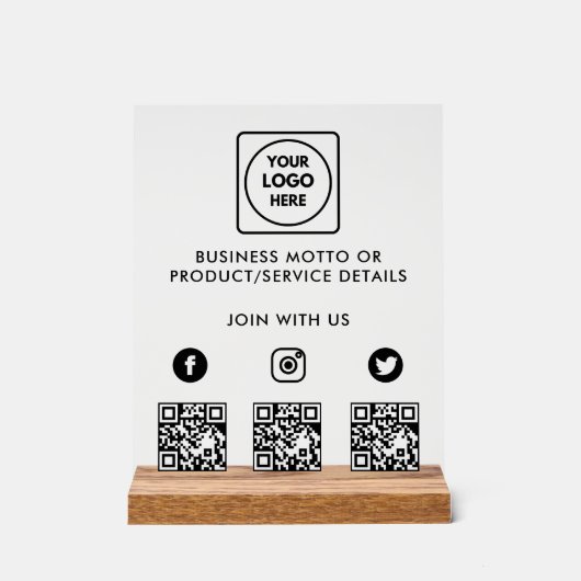 Multi Social QR Logo Acrylschild Acryl Bord (Voorkant)