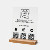 Multi Social QR Logo Acrylschild Acryl Bord (Hoek)