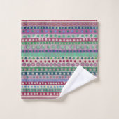 Multi Stippen en Strepen Donker Pastel Bad Handdoek (Wasdoekje)