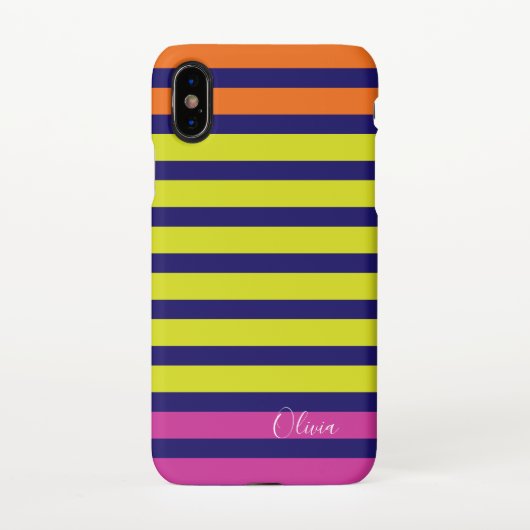 Multi Stripe personaliseren naam monogram iPhone Hoesje (Achterkant)