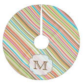 Multi Stripe Print Monogram Initialen boomrok Kerstboom Rok (Voorkant)