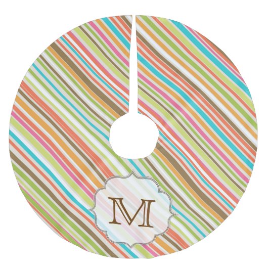 Multi Stripe Print Monogram Initialen boomrok Kerstboom Rok (Voorkant)
