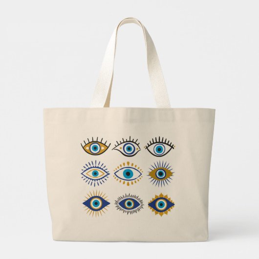 Multi Symbol Evil Eye Grote Tote Bag (Achterkant)