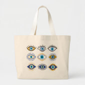 Multi Symbol Evil Eye Grote Tote Bag (Voorkant)