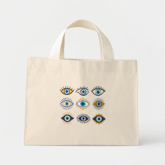 Multi Symbol Evil Eye Mini Tote Bag (Voorkant)