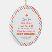 Multi Taal Boom Kerst Familie Keramisch Ornament (Rechts)