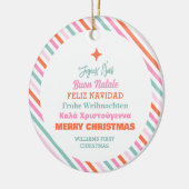 Multi Taal Boom Kerst Familie Keramisch Ornament (Links)