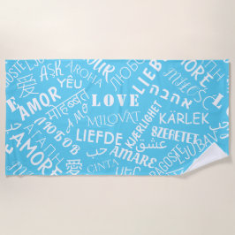 Multi Taal Liefde Tekst Blauw Strandhanddoek Strandlaken