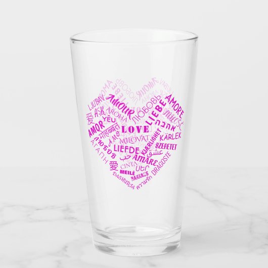 Multi Taal Liefde Word Tekst Glas Gift (Achterkant)