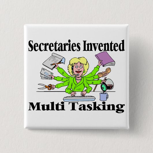 Multi Task Secretary Vierkante Button 5,1 Cm (Voorkant)