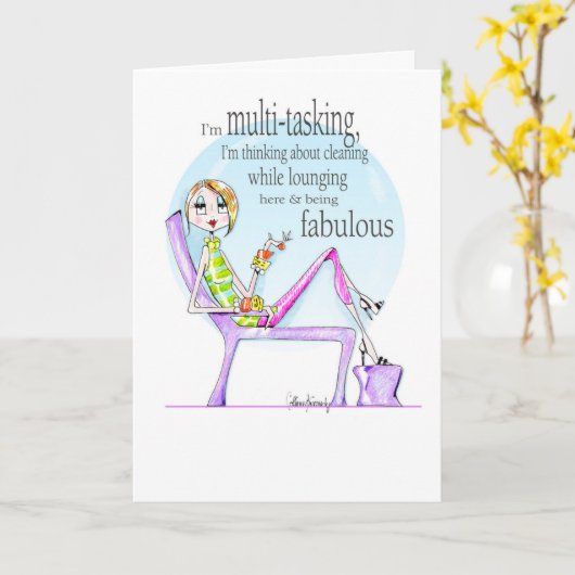 Multi-tasking grappige de verjaardagskaart van de kaart (Gele Bloem)