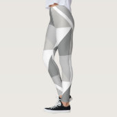 Multi tinten van wit en grijs geometrisch ontwerp leggings (Links)