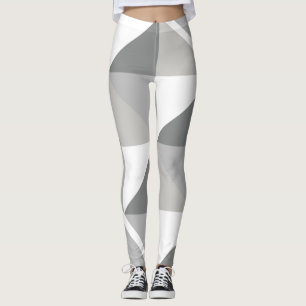 Multi tinten van wit en grijs geometrisch ontwerp leggings