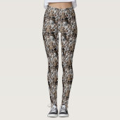 Multi-Tone Drukke Hondengezicht Mix Patronen Leggings (Voorkant)