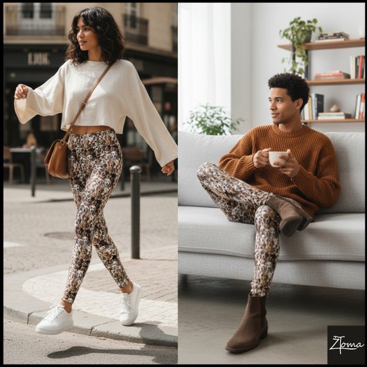 Multi-Tone Drukke Hondengezicht Mix Patronen Leggings