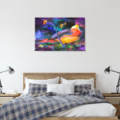 Multi Tri Color Bird Canvas Afdruk (Insitu (Slaapkamer))