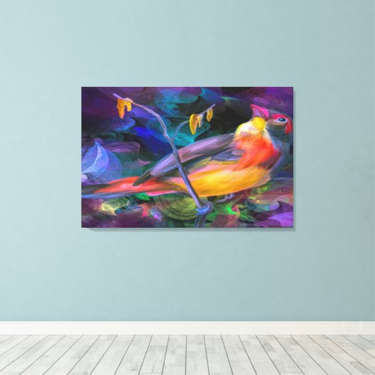 Multi Tri Color Bird Canvas Afdruk (Insitu (Houten vloer))