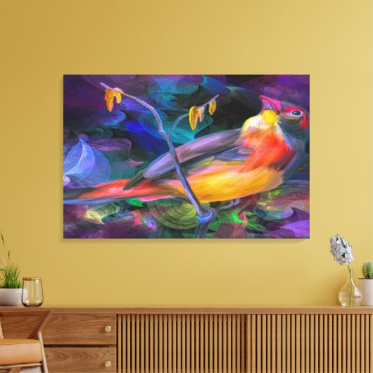 Multi Tri Color Bird Canvas Afdruk (Insitu (Woonkamer))