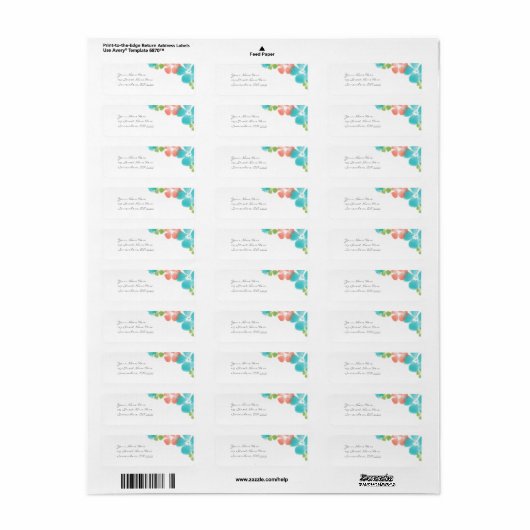 Multi Tropische Waterverf Bloemen Adresetiketten Etiket (Full Sheet)