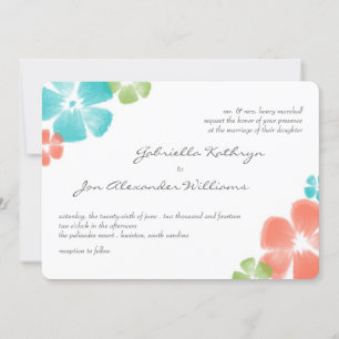 Multi tropische Waterverf Flowers Wedding Invite Kaart