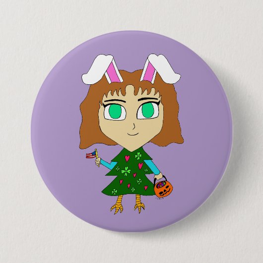 Multi Vakantie Chibi Ronde Button 7,6 Cm (Voorkant)