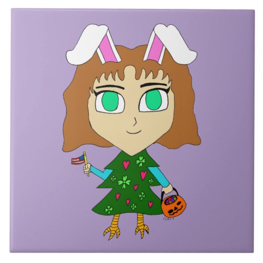 Multi Vakantie Chibi Tegeltje (Voorkant)