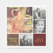 Multi Vierkante Eenvoudige Fotocollage Graduation  Servet (Voorkant)