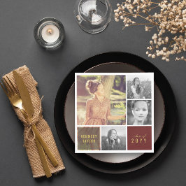 Multi Vierkante Eenvoudige Fotocollage Graduation  Servet