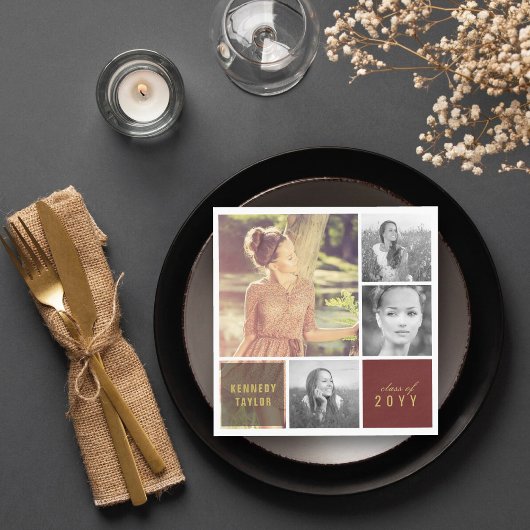 Multi Vierkante Eenvoudige Fotocollage Graduation  Servet