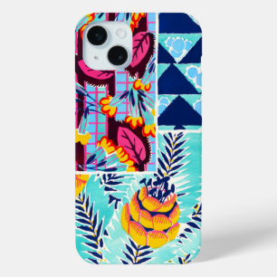 Multi Vintage Bloemen Ontwerp Telefoonhoes iPhone 15 Mini Hoesje