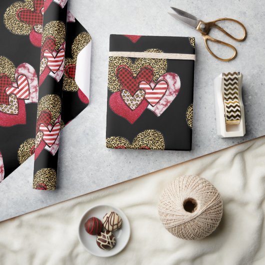 Multi wilde harten cadeaupapier (Crafts)