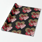 Multi wilde harten cadeaupapier (Uitgerold)
